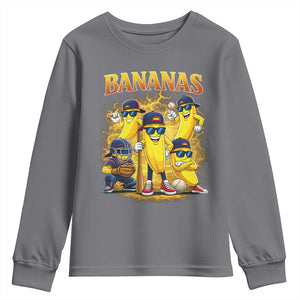 Funny Bananas Youth Sweatshirt Lets Go Banana Cute Banana Lovers Bootleg TS10 Charcoal Print Your Wear