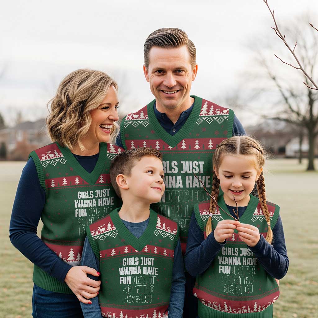PHD Graduation V-Neck Knit Sweater Vest Girls Just Wanna Have Funding For Scientific Research TS10 Red Green Print Your Wear