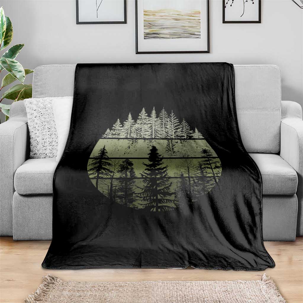 Retro Forest Trees Outdoors Nature Throw Blanket Vintage Wildlife TS10 Print Your Wear