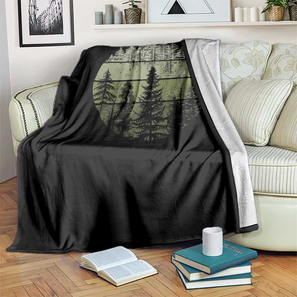 Retro Forest Trees Outdoors Nature Throw Blanket Vintage Wildlife TS10 Print Your Wear