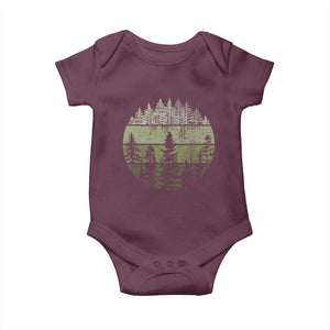 Retro Forest Trees Outdoors Nature Baby Onesie Vintage Wildlife TS10 Maroon Print Your Wear