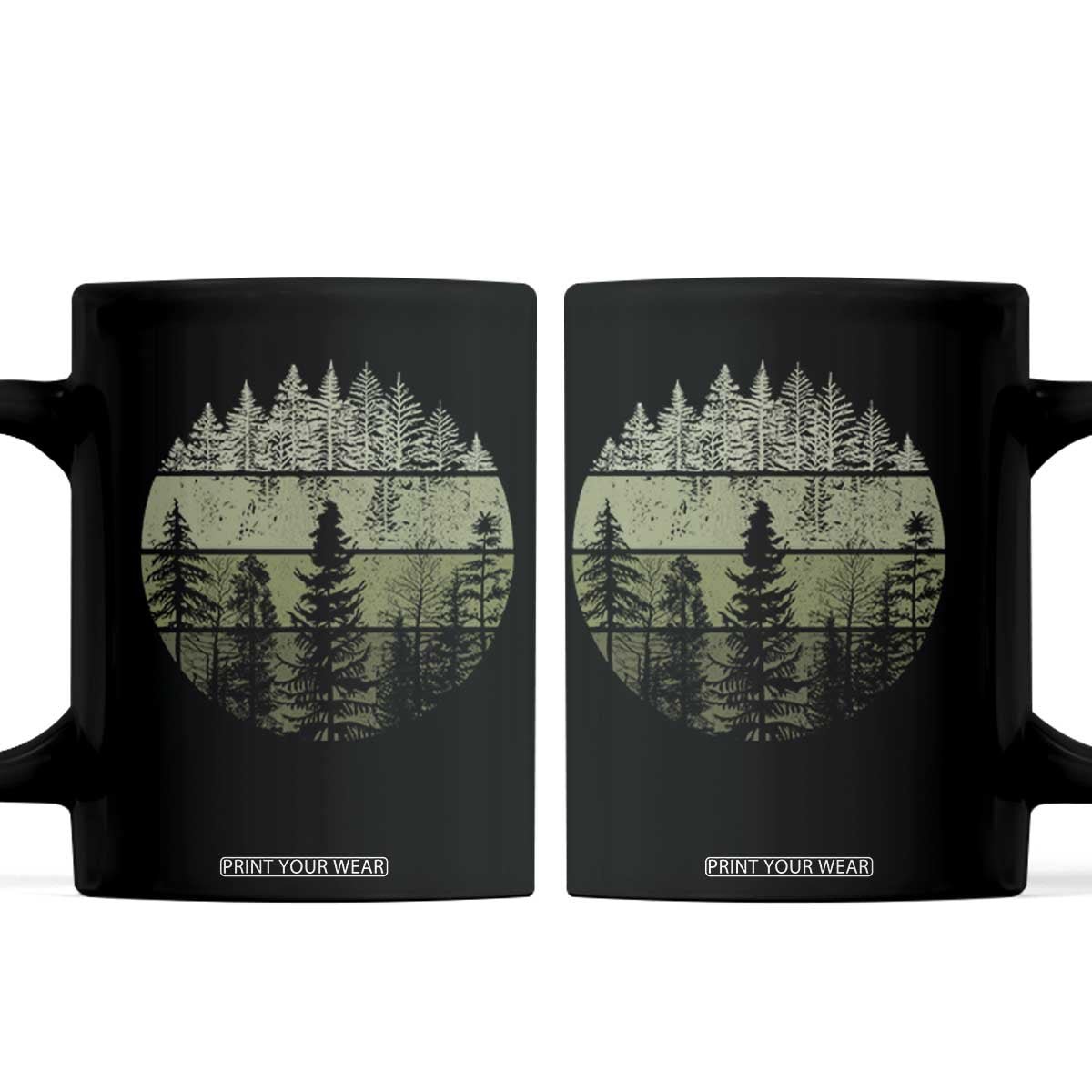 Retro Forest Trees Outdoors Nature Coffee Mug Vintage Wildlife TS10 Black Print Your Wear