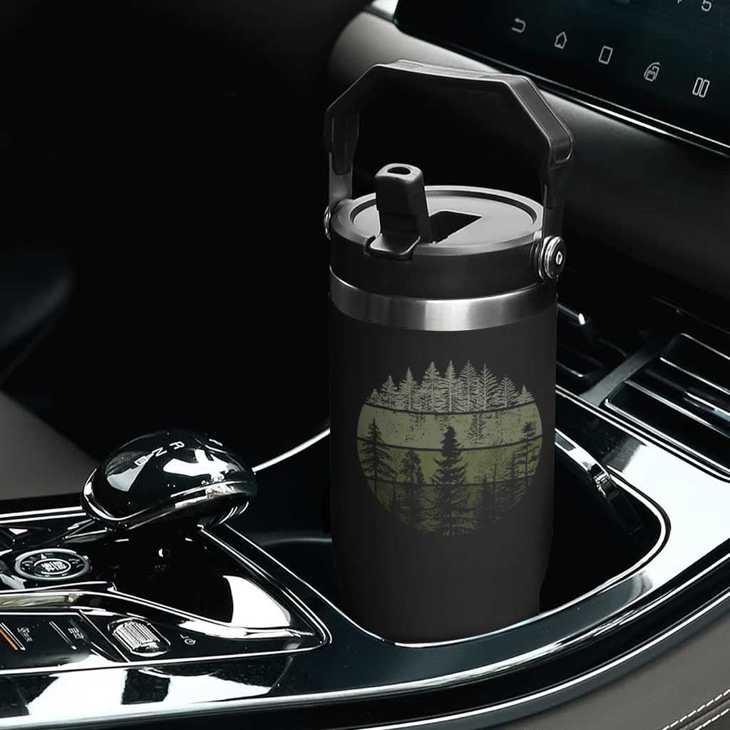 Retro Forest Trees Outdoors Nature Flip Straw Tumbler Vintage Wildlife TS10 Print Your Wear