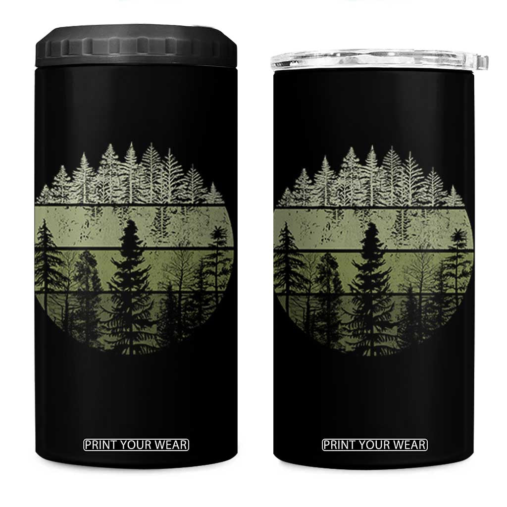 Retro Forest Trees Outdoors Nature 4 in 1 Can Cooler Tumbler Vintage Wildlife TS10 One Size: 16 oz Black Print Your Wear