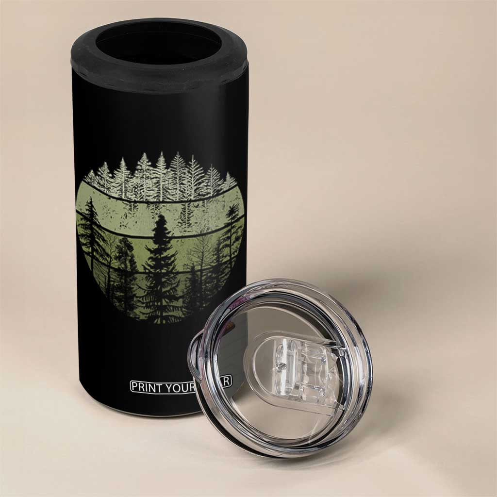 Retro Forest Trees Outdoors Nature 4 in 1 Can Cooler Tumbler Vintage Wildlife TS10 Print Your Wear