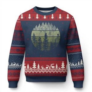 Retro Forest Trees Outdoors Nature Ugly Christmas Sweater Vintage Wildlife TS10 Navy Red Print Your Wear