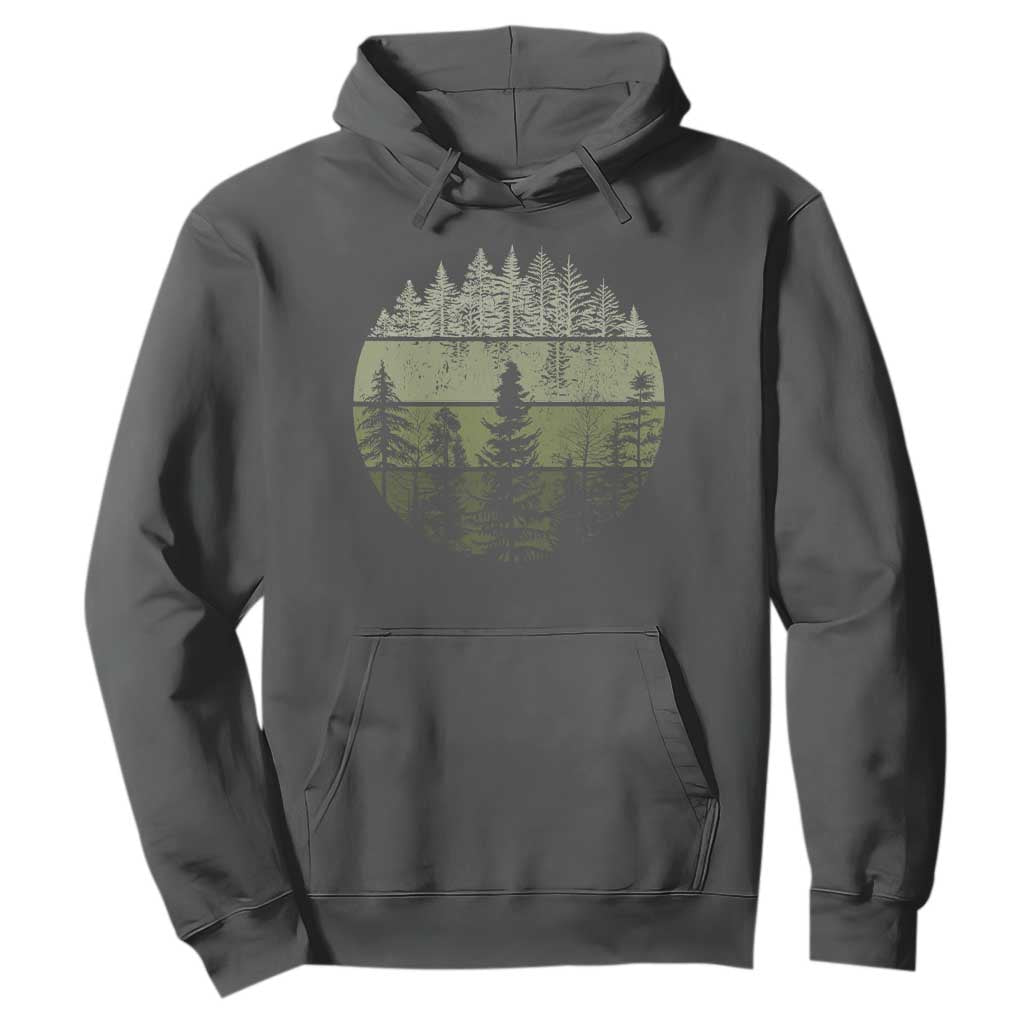 Retro Forest Trees Outdoors Nature Hoodie Vintage Wildlife TS10 Dark Heather Print Your Wear