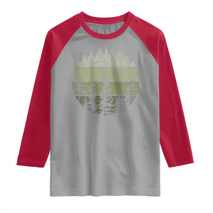 Retro Forest Trees Outdoors Nature Raglan Shirt Vintage Wildlife TS10 Sport Gray Red Print Your Wear