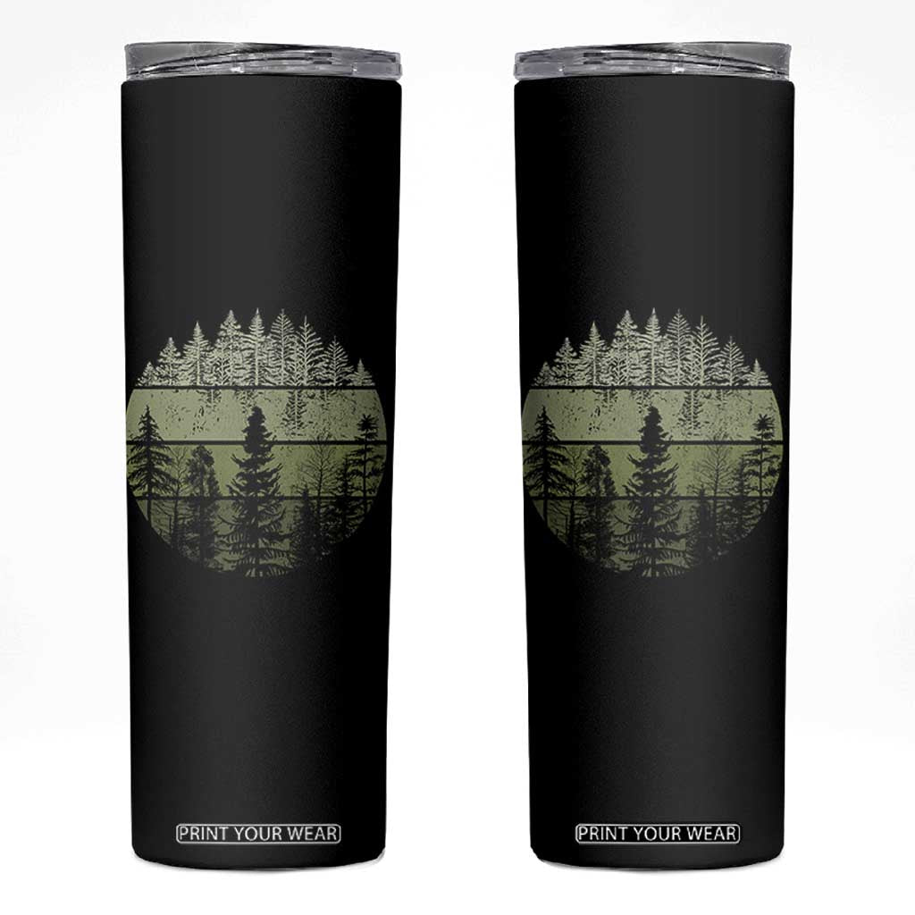 Retro Forest Trees Outdoors Nature Skinny Tumbler Vintage Wildlife TS10 Black Print Your Wear