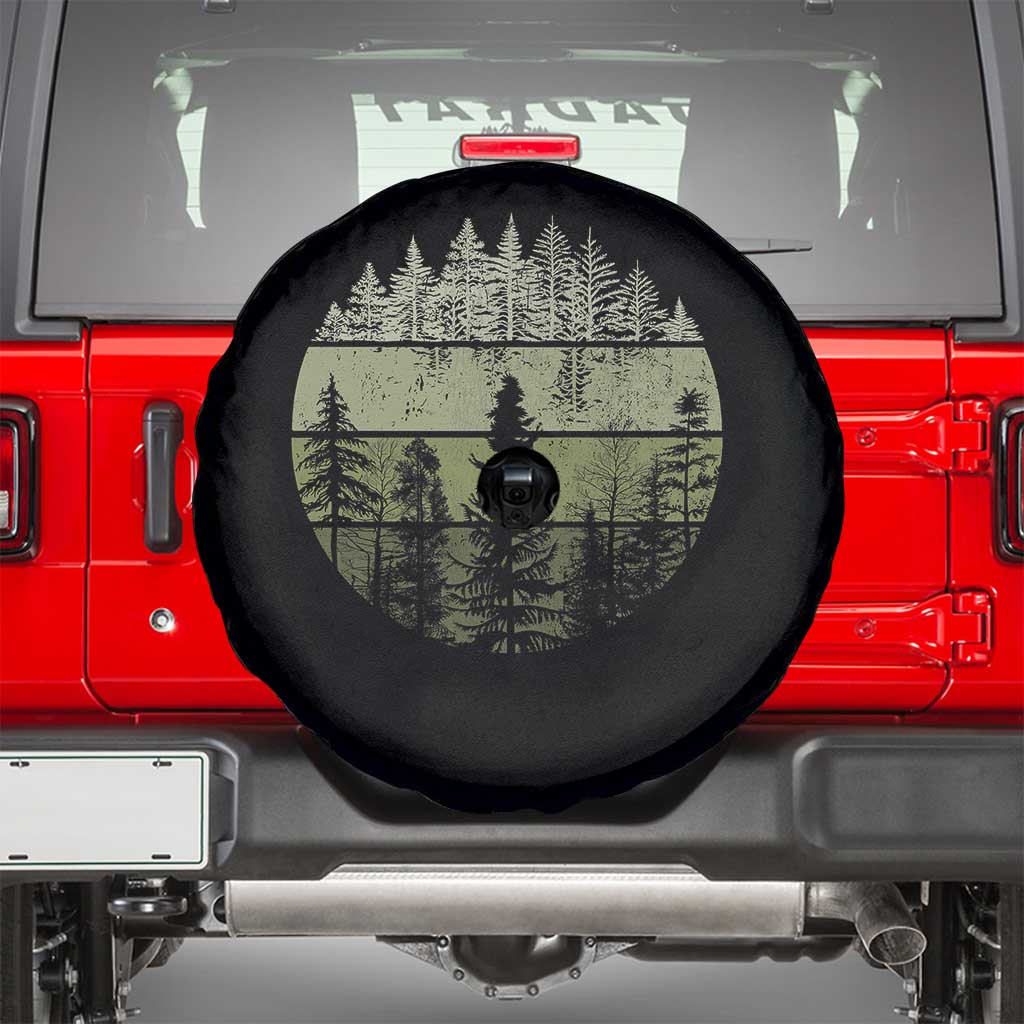 Retro Forest Trees Outdoors Nature Spare Tire Cover Vintage Wildlife TS10 Black Print Your Wear