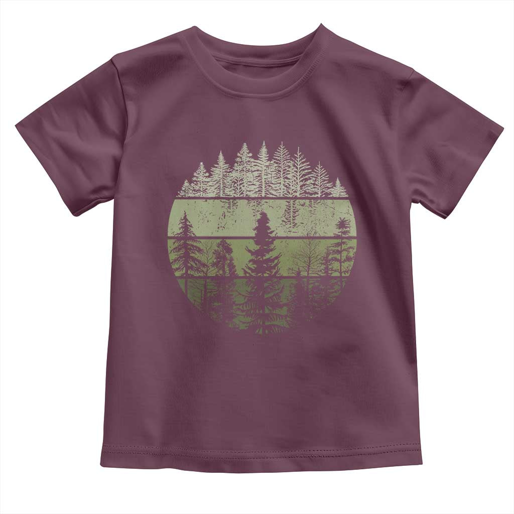 Retro Forest Trees Outdoors Nature Toddler T Shirt Vintage Wildlife TS10 Maroon Print Your Wear