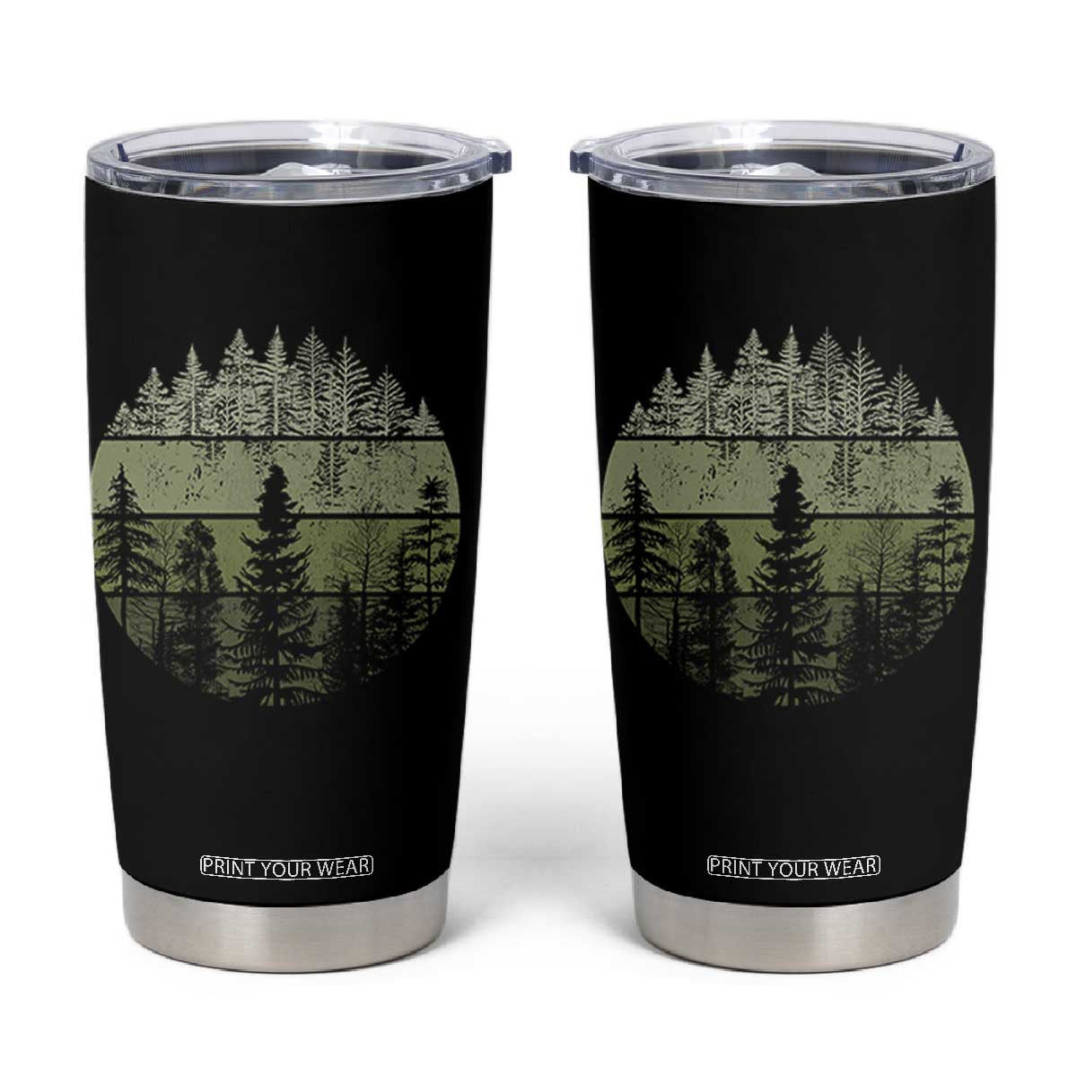Retro Forest Trees Outdoors Nature Tumbler Cup Vintage Wildlife TS10 Black Print Your Wear