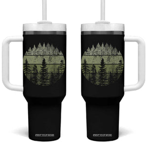 Retro Forest Trees Outdoors Nature Tumbler With Handle Vintage Wildlife TS10 One Size: 40 oz Black Print Your Wear