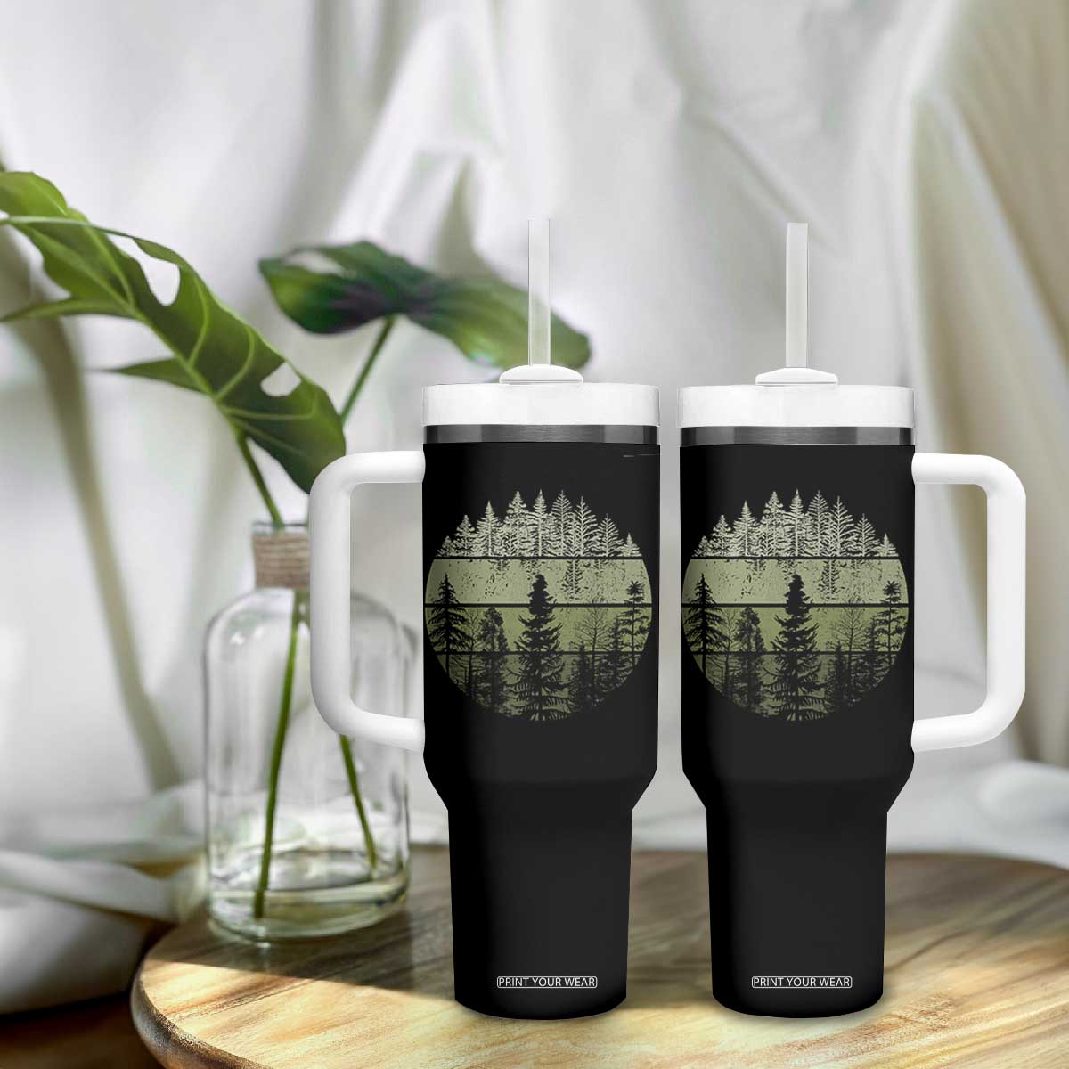 Retro Forest Trees Outdoors Nature Tumbler With Handle Vintage Wildlife TS10 Print Your Wear