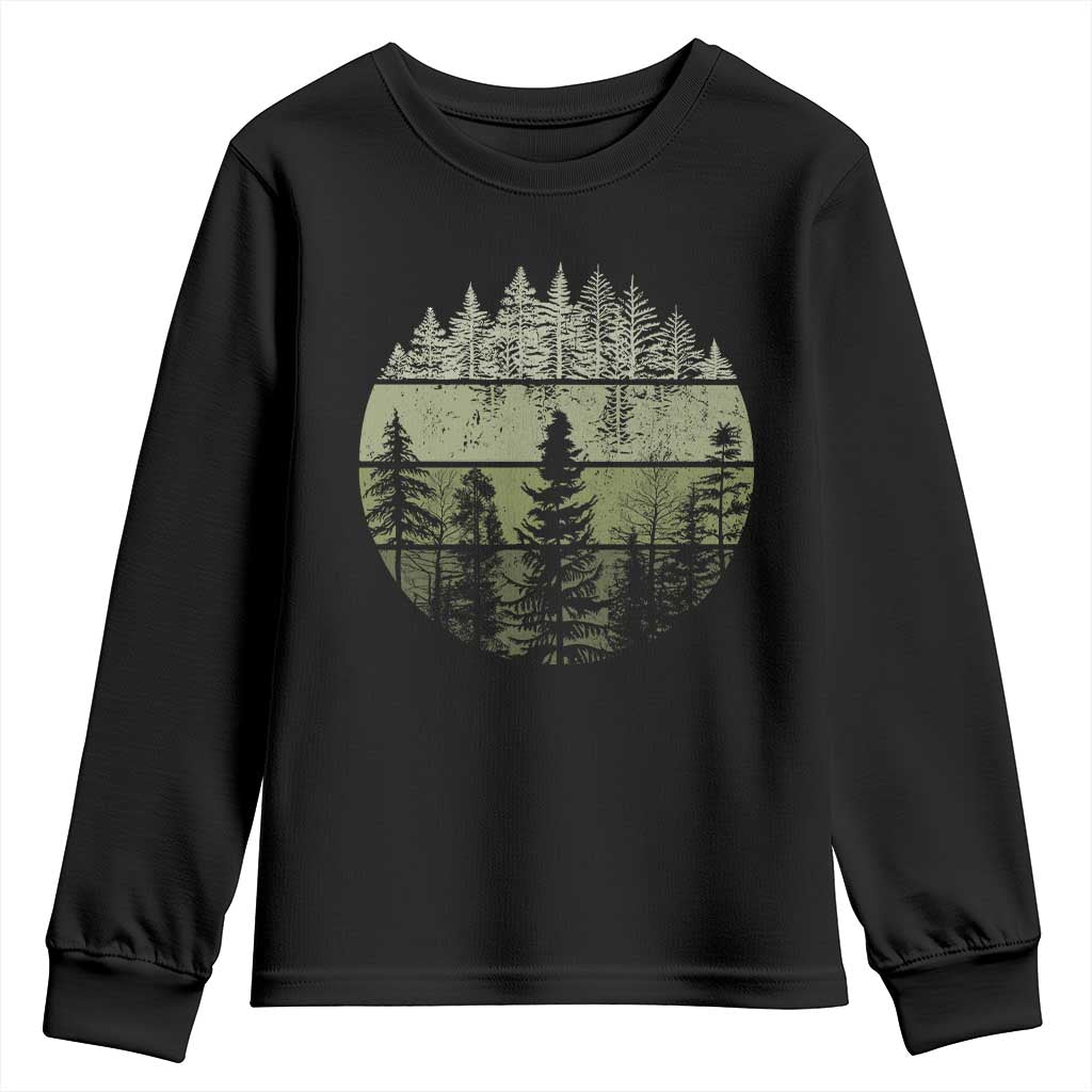 Retro Forest Trees Outdoors Nature Youth Sweatshirt Vintage Wildlife TS10 Black Print Your Wear