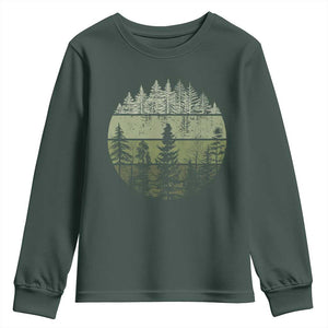Retro Forest Trees Outdoors Nature Youth Sweatshirt Vintage Wildlife TS10 Dark Forest Green Print Your Wear
