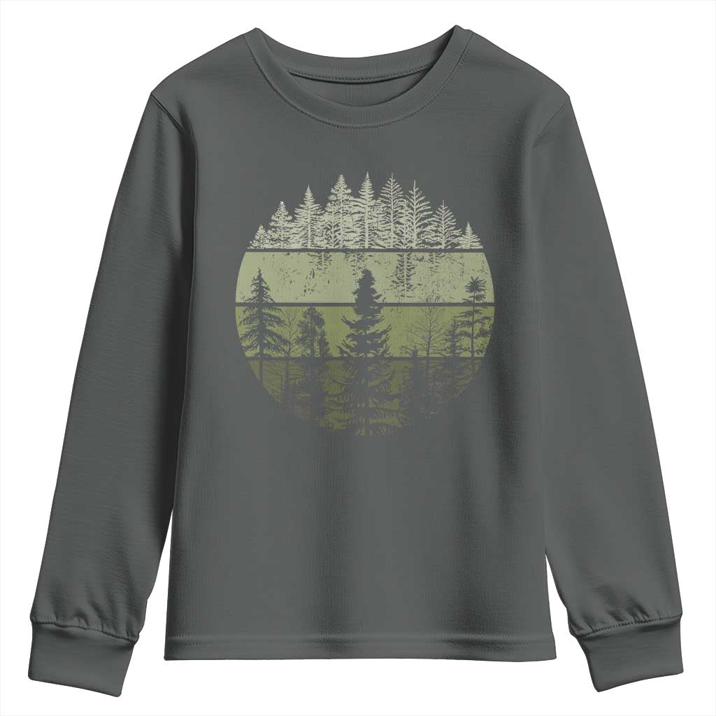 Retro Forest Trees Outdoors Nature Youth Sweatshirt Vintage Wildlife TS10 Dark Heather Print Your Wear