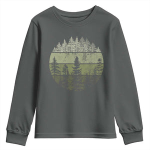 Retro Forest Trees Outdoors Nature Youth Sweatshirt Vintage Wildlife TS10 Dark Heather Print Your Wear