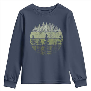 Retro Forest Trees Outdoors Nature Youth Sweatshirt Vintage Wildlife TS10 Navy Print Your Wear