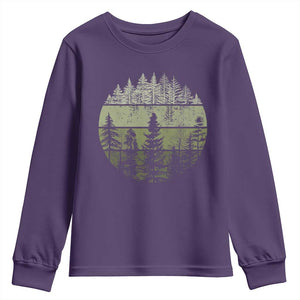 Retro Forest Trees Outdoors Nature Youth Sweatshirt Vintage Wildlife TS10 Purple Print Your Wear
