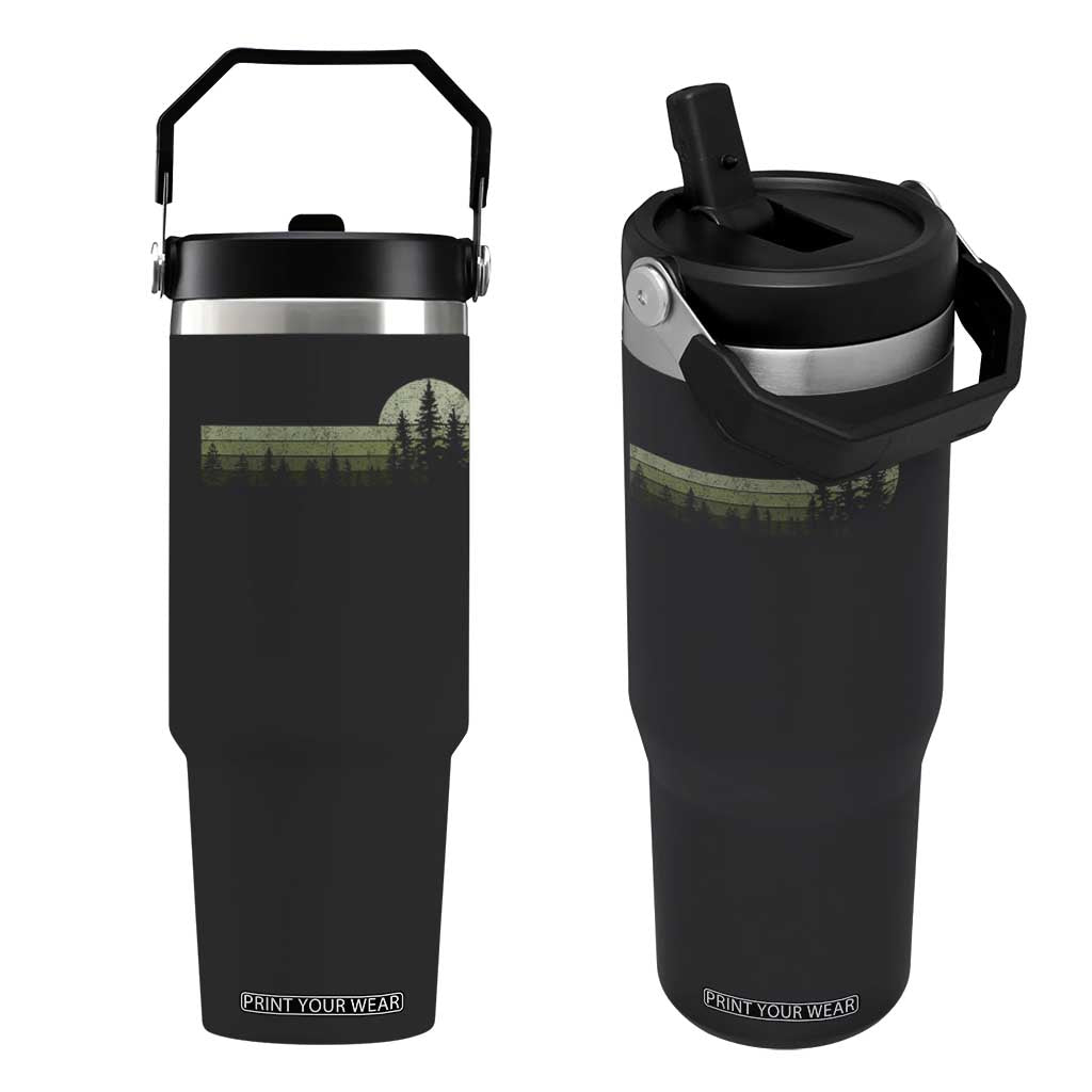 Trees Wildlife Nature Vintage Forest Flip Straw Tumbler TS10 One Size: 30 oz Black Print Your Wear