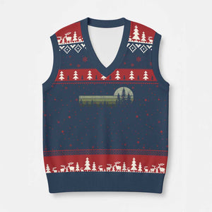 Trees Wildlife Nature Vintage Forest V-Neck Knit Sweater Vest TS10 Navy Red Print Your Wear