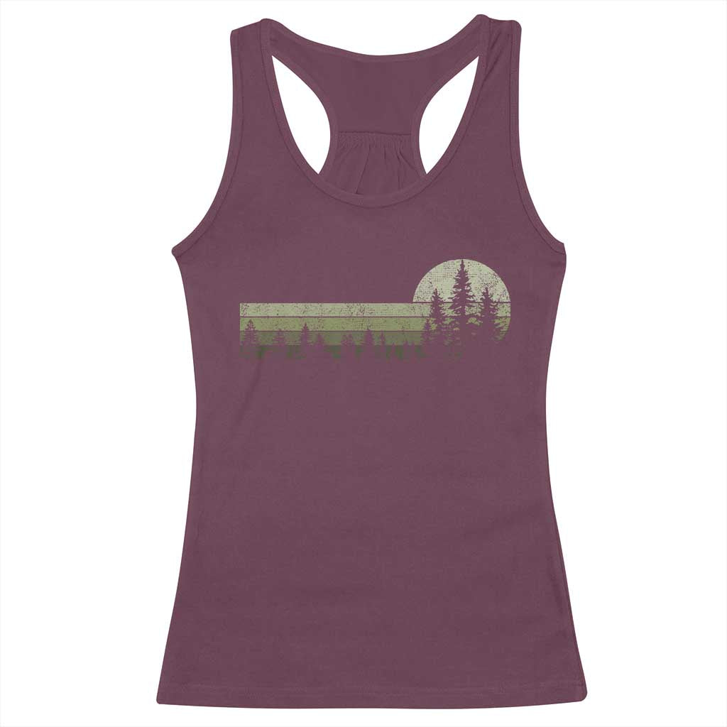 Trees Wildlife Nature Vintage Forest Racerback Tank Top TS10 Maroon Print Your Wear