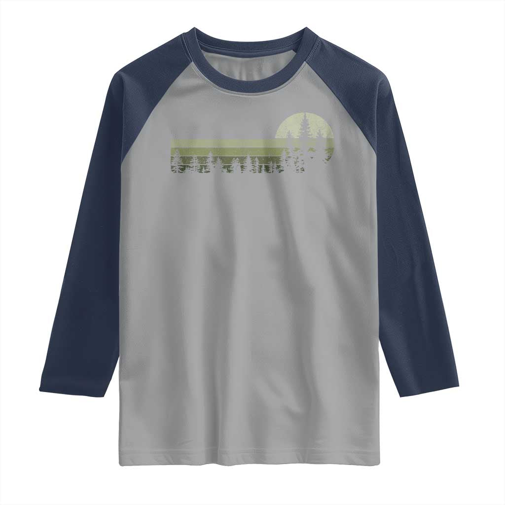 Trees Wildlife Nature Vintage Forest Raglan Shirt TS10 Sport Gray Navy Print Your Wear