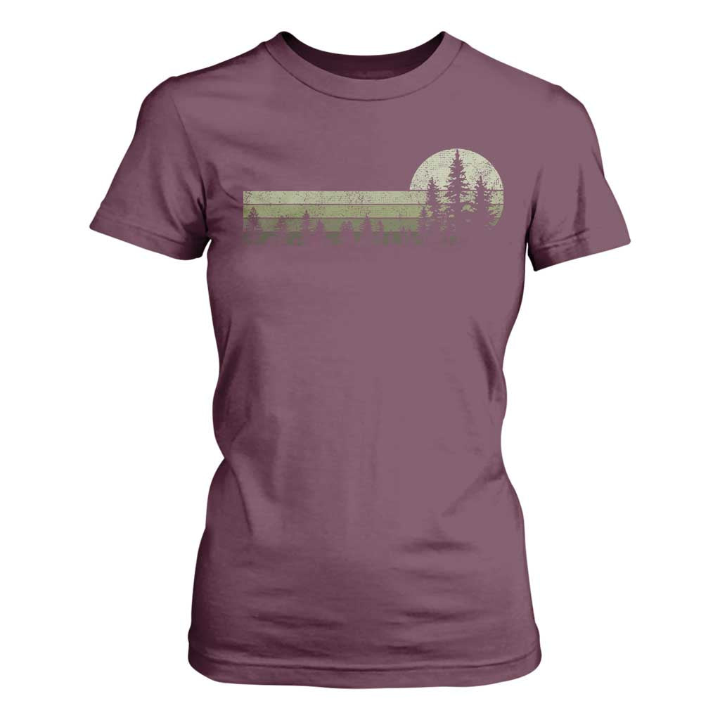 Trees Wildlife Nature Vintage Forest T Shirt For Women TS10 Maroon Print Your Wear