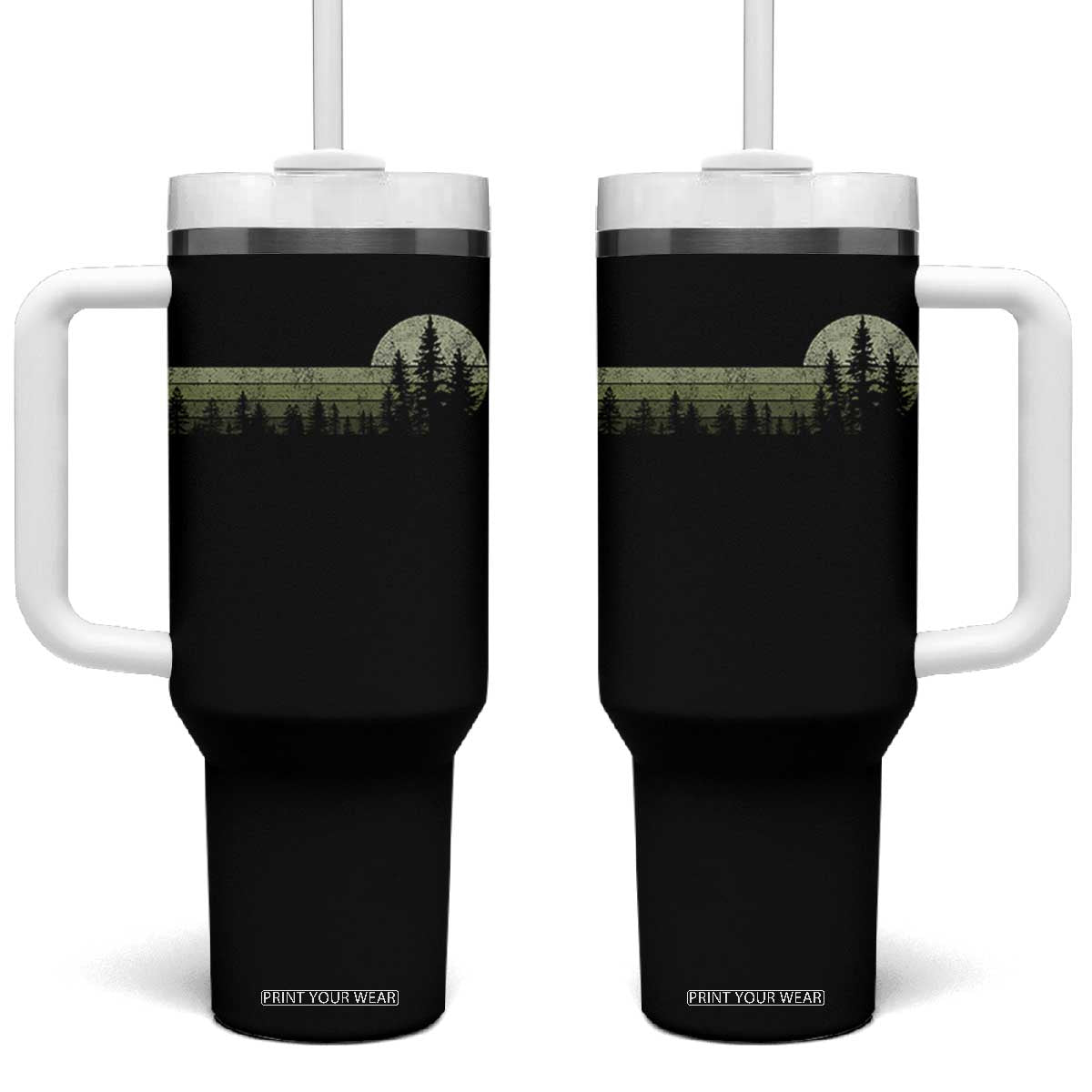 Trees Wildlife Nature Vintage Forest Tumbler With Handle TS10 One Size: 40 oz Black Print Your Wear