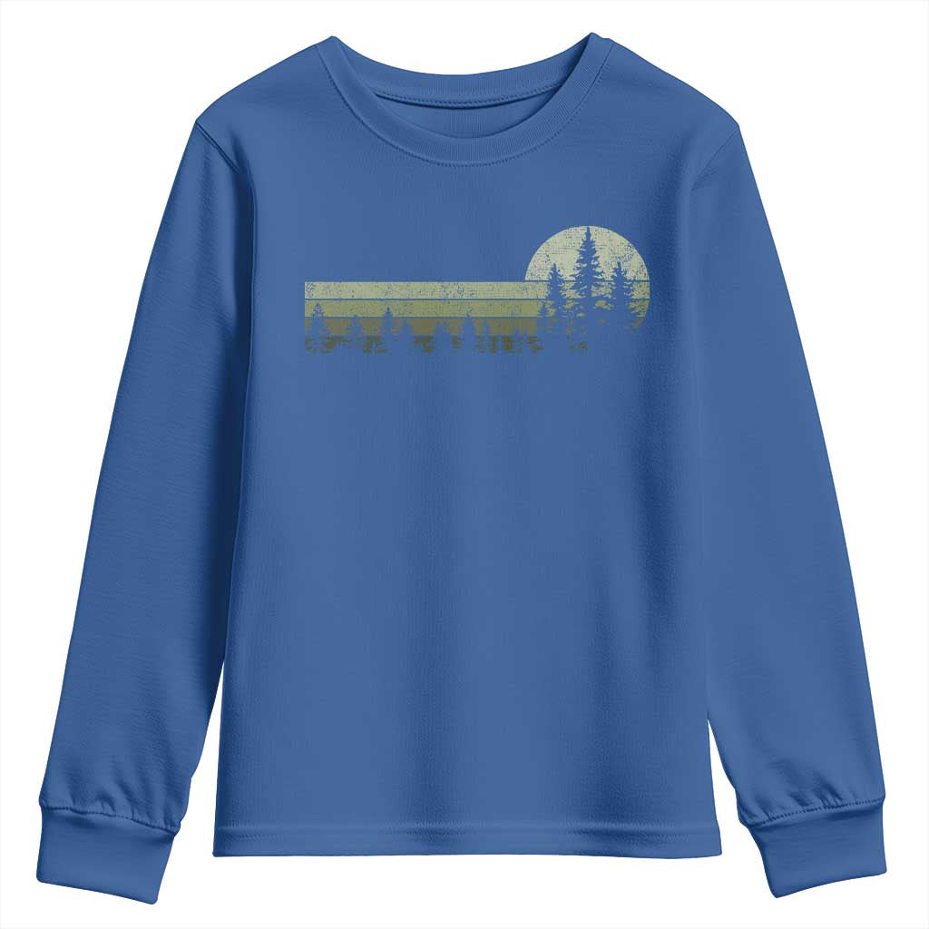 Trees Wildlife Nature Vintage Forest Youth Sweatshirt TS10 Royal Blue Print Your Wear