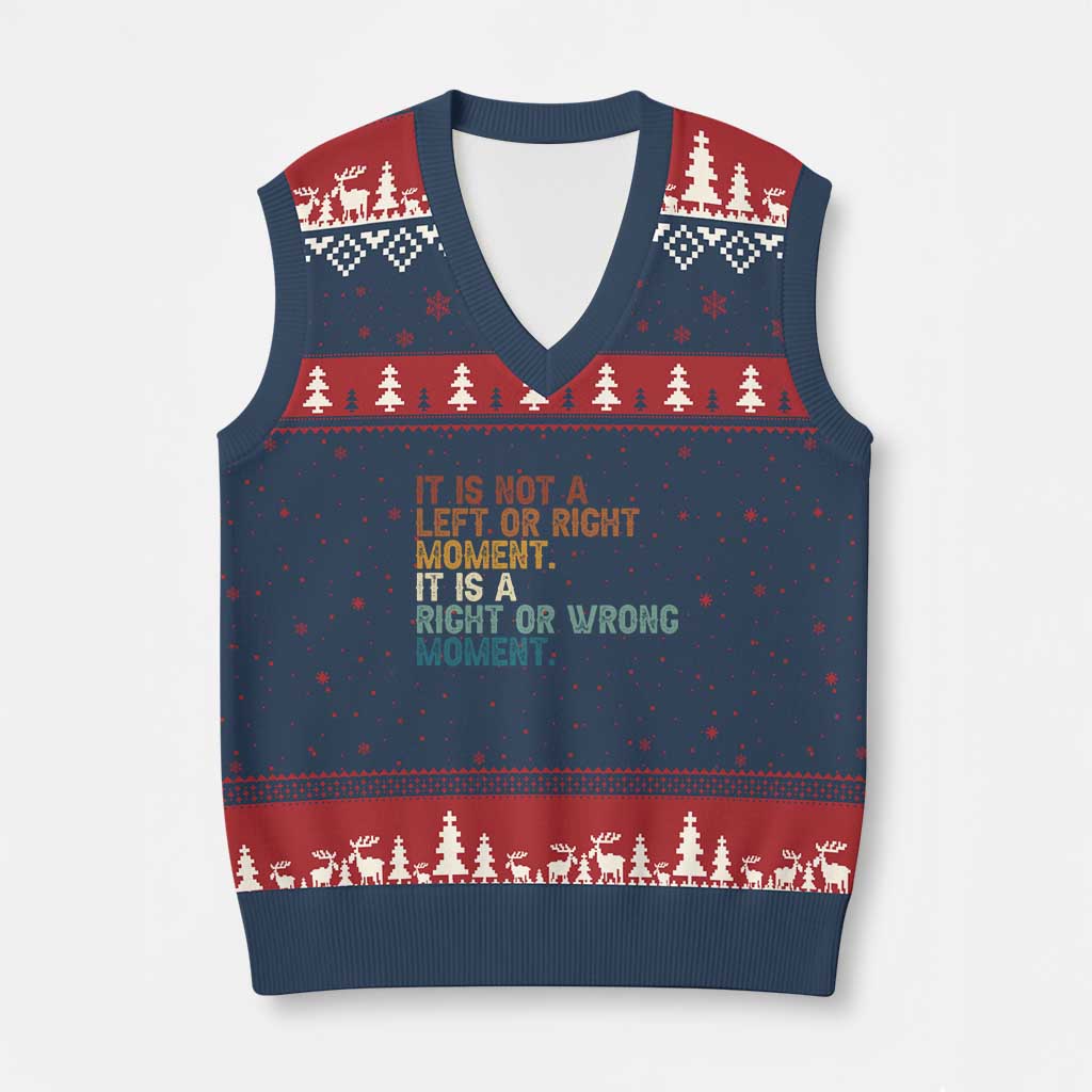 Retro Cory Booker Quotes V-Neck Knit Sweater Vest This is a Right or Wrong Moment Subtle FDT TS10 Navy Red Print Your Wear