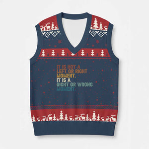 Retro Cory Booker Quotes V-Neck Knit Sweater Vest This is a Right or Wrong Moment Subtle FDT - Print Your Wear