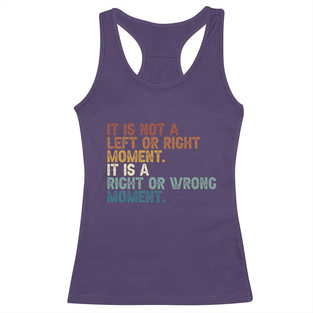 Retro Cory Booker Quotes Racerback Tank Top This is a Right or Wrong Moment Subtle FDT TS10 Purple Print Your Wear