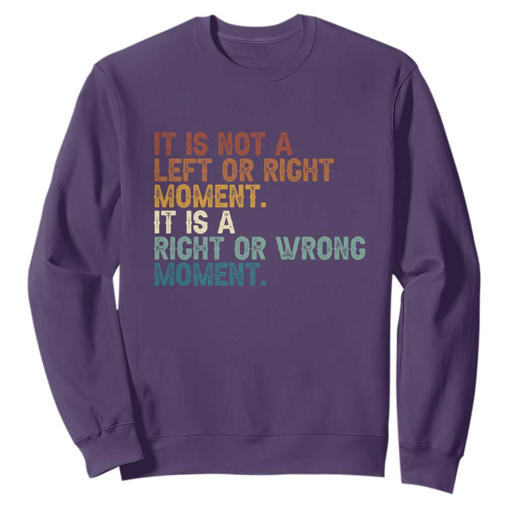 Retro Cory Booker Quotes Sweatshirt This is a Right or Wrong Moment Subtle FDT TS10 Purple Print Your Wear