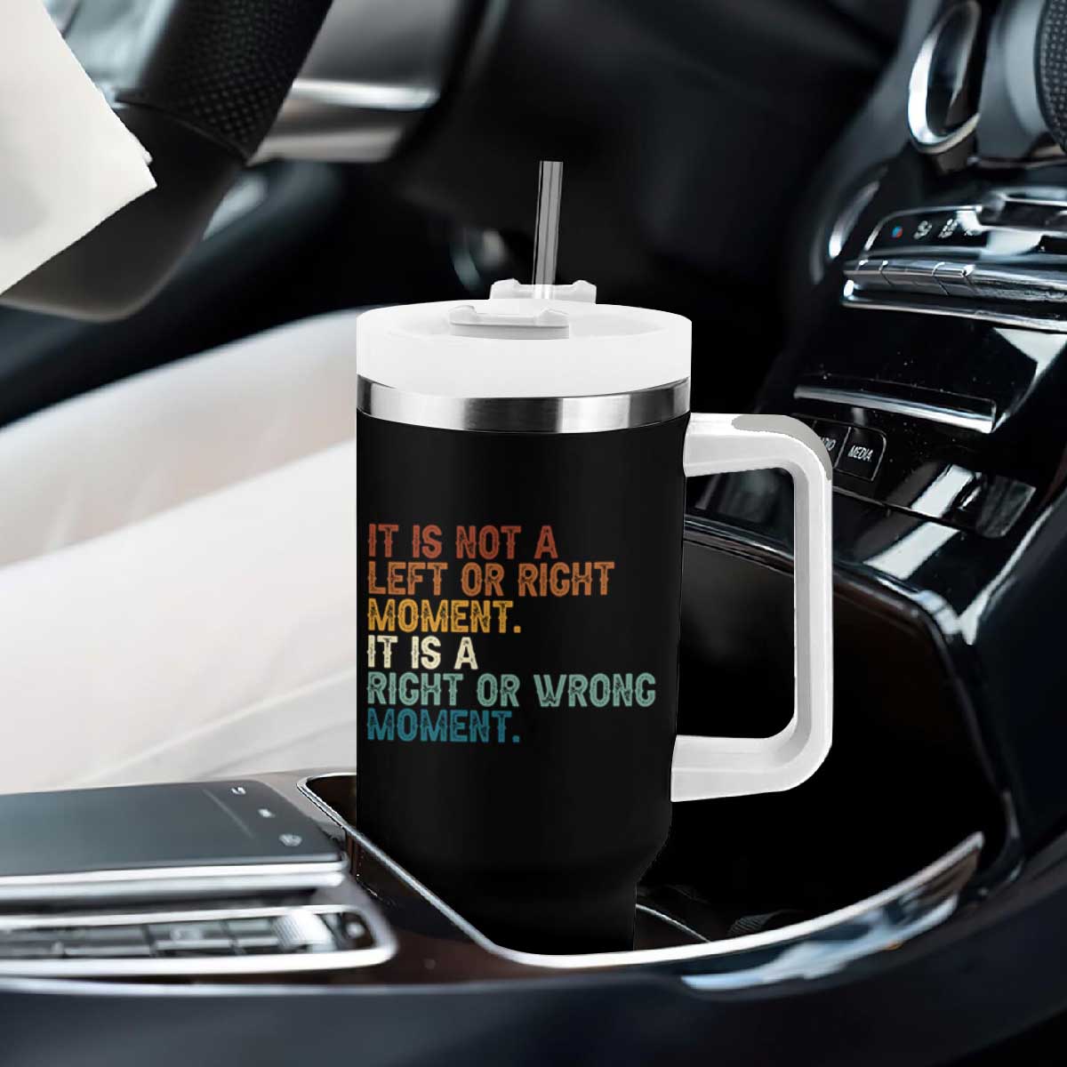 Retro Cory Booker Quotes Tumbler With Handle This is a Right or Wrong Moment Subtle FDT TS10 Print Your Wear