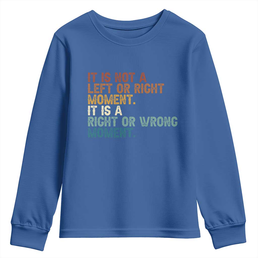Retro Cory Booker Quotes Youth Sweatshirt This is a Right or Wrong Moment Subtle FDT TS10 Royal Blue Print Your Wear