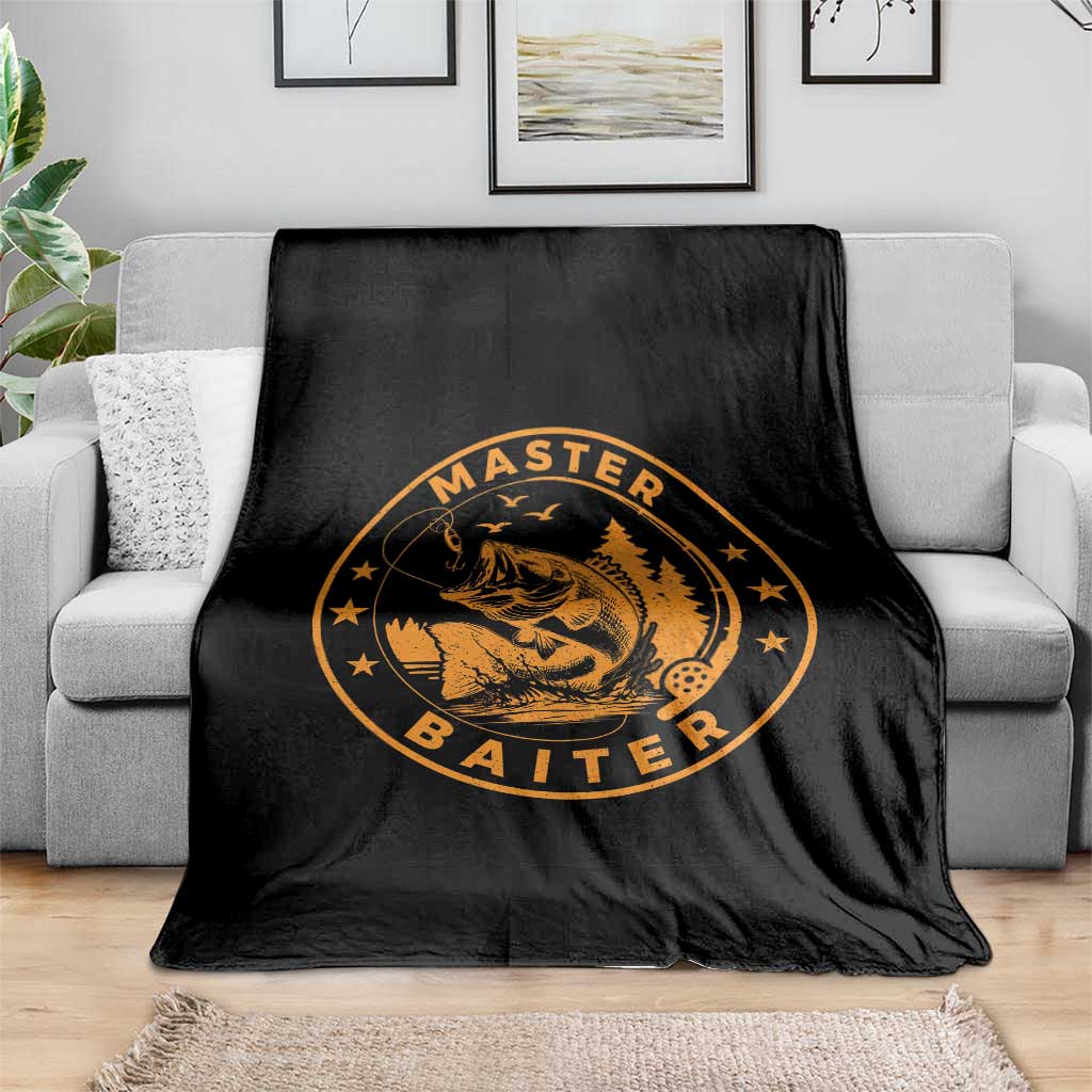Master Baiter Throw Blanket Retro Bass Fishing Funny Fisher Fish Fisherman TS10 Print Your Wear