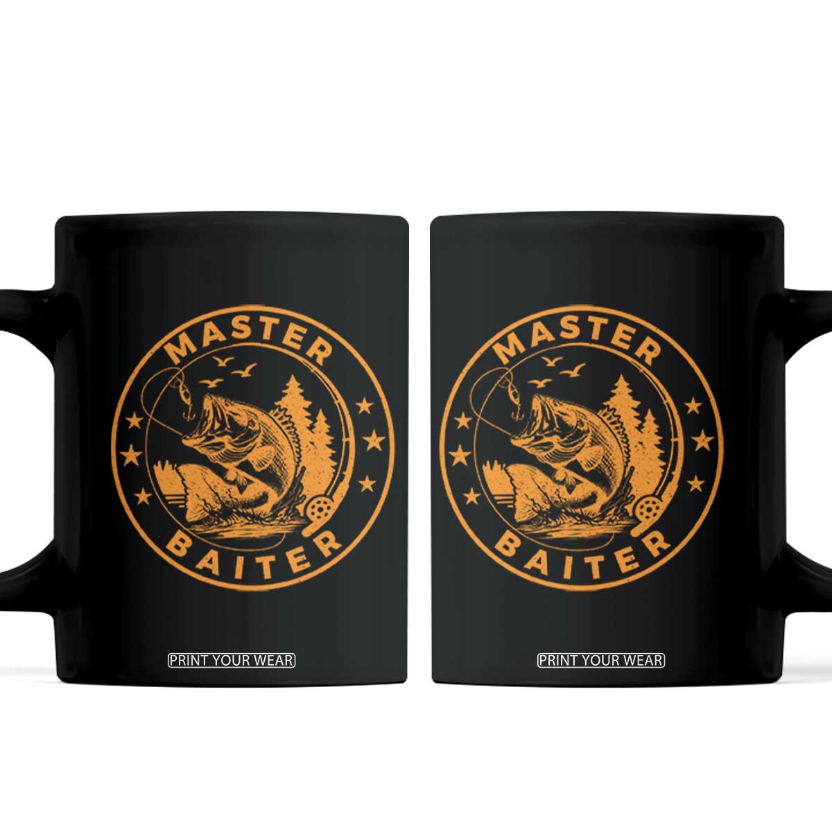 Master Baiter Coffee Mug Retro Bass Fishing Funny Fisher Fish Fisherman TS10 Black Print Your Wear