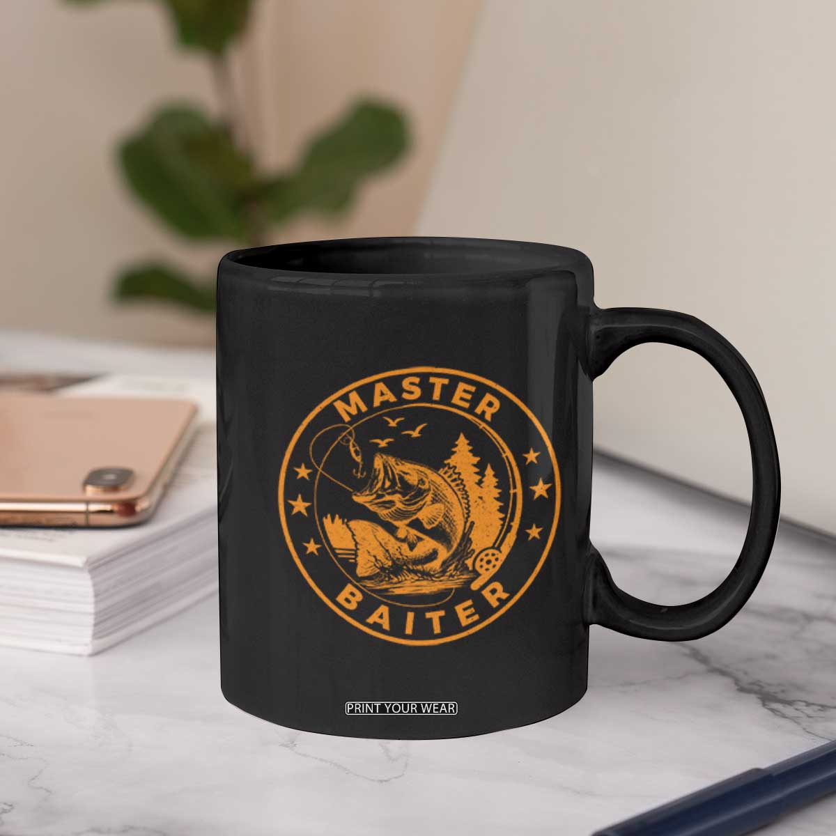 Master Baiter Coffee Mug Retro Bass Fishing Funny Fisher Fish Fisherman TS10 Print Your Wear
