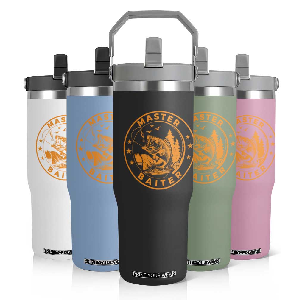 Master Baiter Flip Straw Tumbler Retro Bass Fishing Funny Fisher Fish Fisherman TS10 Print Your Wear