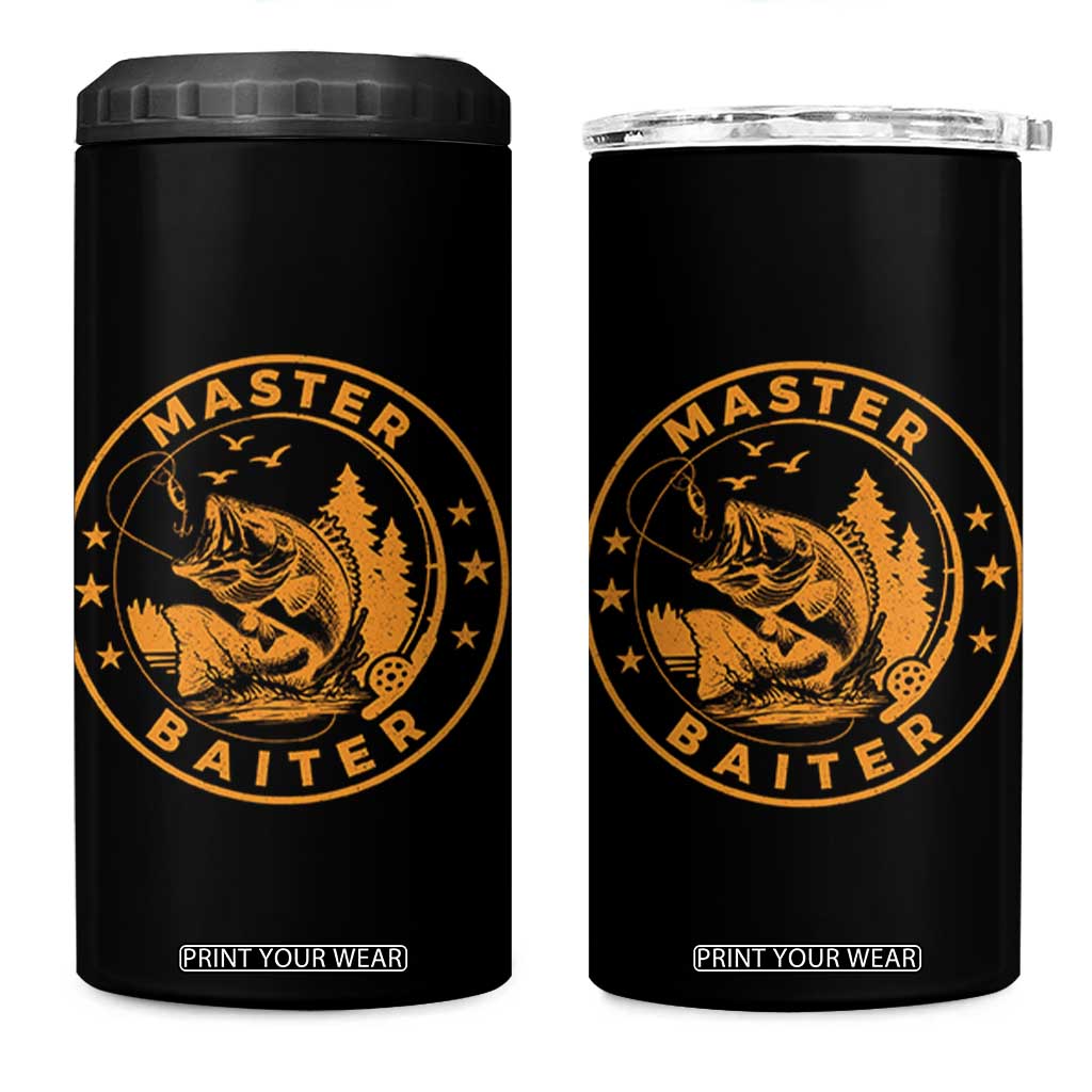Master Baiter 4 in 1 Can Cooler Tumbler Retro Bass Fishing Funny Fisher Fish Fisherman TS10 One Size: 16 oz Black Print Your Wear