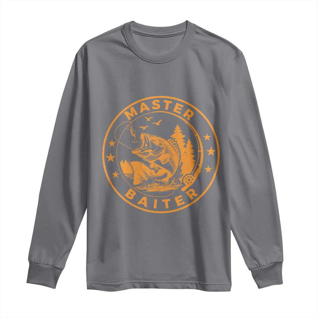 Master Baiter Long Sleeve Shirt Retro Bass Fishing Funny Fisher Fish Fisherman TS10 Charcoal Print Your Wear