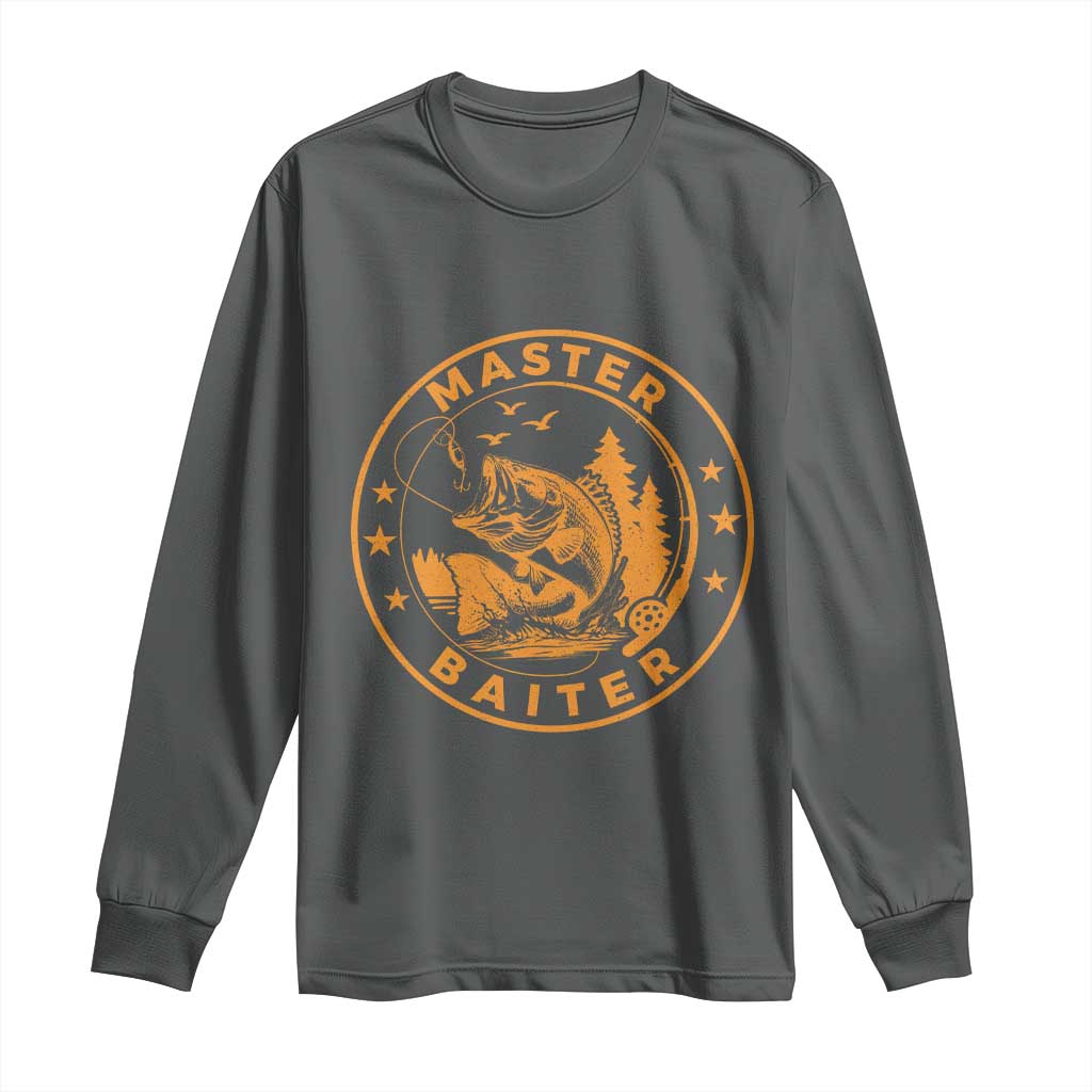 Master Baiter Long Sleeve Shirt Retro Bass Fishing Funny Fisher Fish Fisherman TS10 Dark Heather Print Your Wear