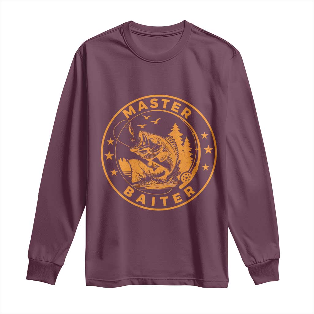 Master Baiter Long Sleeve Shirt Retro Bass Fishing Funny Fisher Fish Fisherman TS10 Maroon Print Your Wear