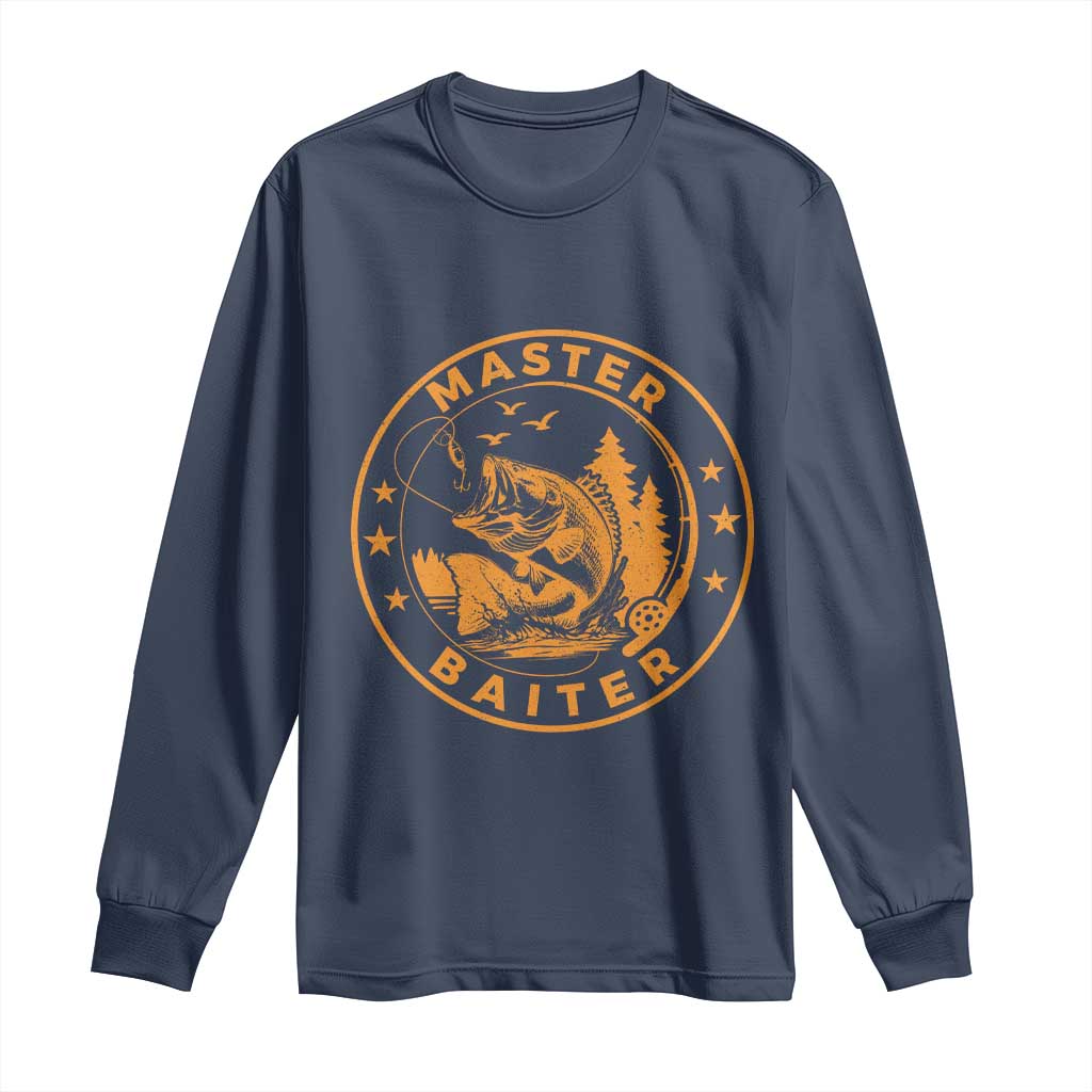 Master Baiter Long Sleeve Shirt Retro Bass Fishing Funny Fisher Fish Fisherman TS10 Navy Print Your Wear
