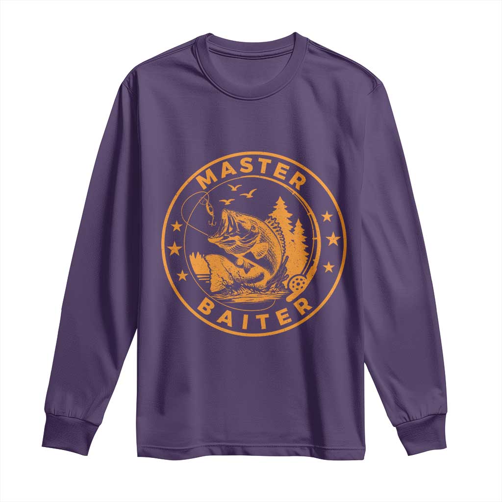 Master Baiter Long Sleeve Shirt Retro Bass Fishing Funny Fisher Fish Fisherman TS10 Purple Print Your Wear