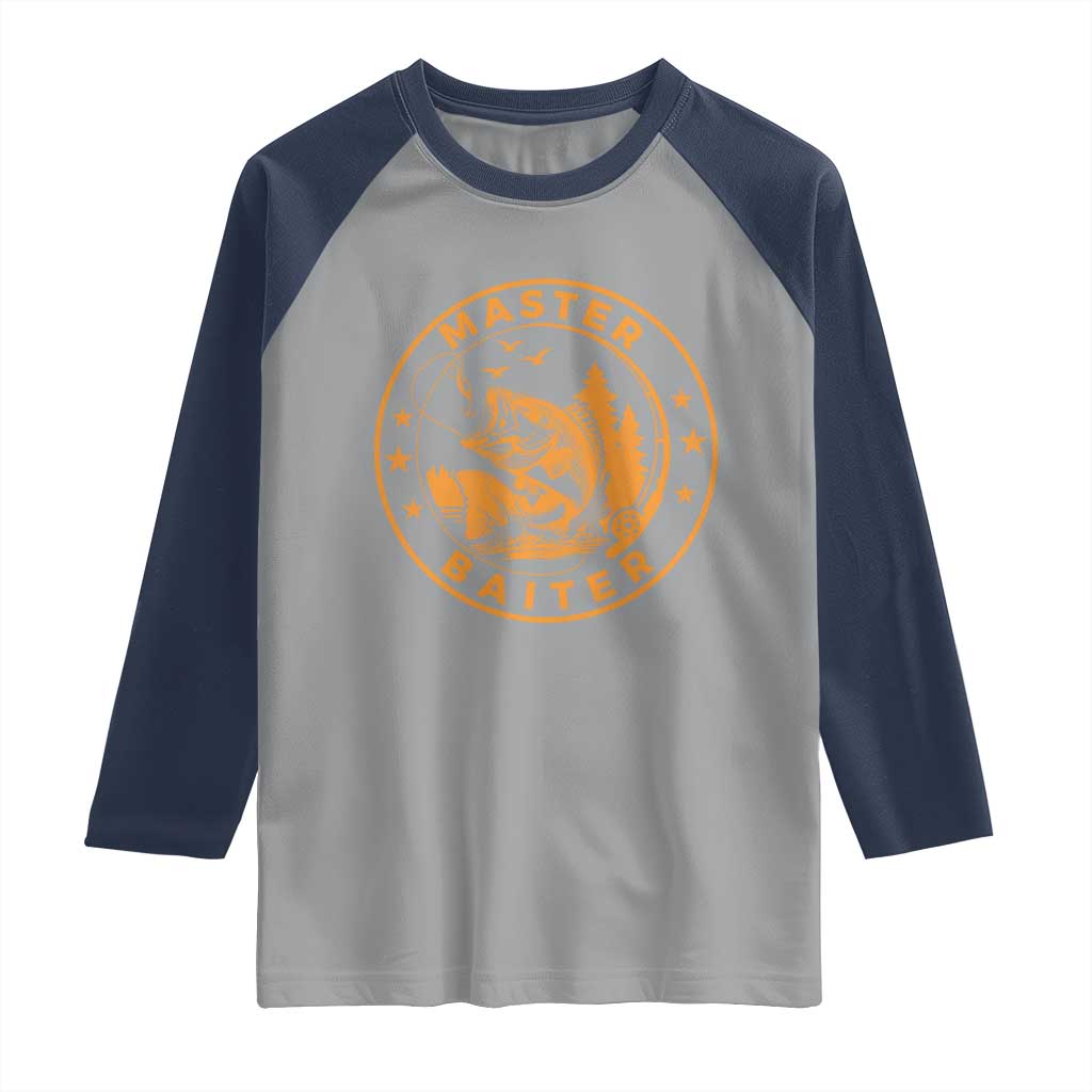 Master Baiter Raglan Shirt Retro Bass Fishing Funny Fisher Fish Fisherman TS10 Sport Gray Navy Print Your Wear