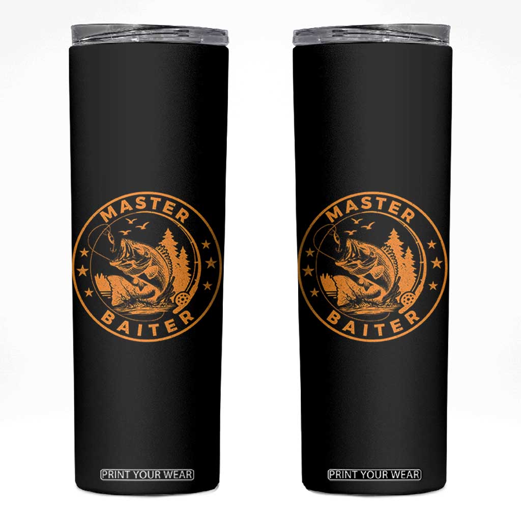 Master Baiter Skinny Tumbler Retro Bass Fishing Funny Fisher Fish Fisherman TS10 Black Print Your Wear