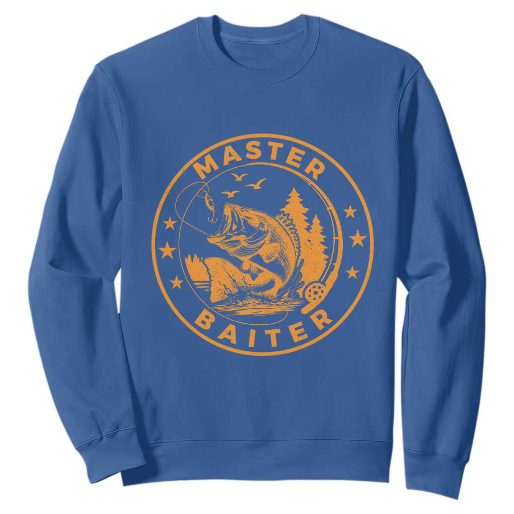 Master Baiter Sweatshirt Retro Bass Fishing Funny Fisher Fish Fisherman TS10 Royal Blue Print Your Wear